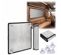 Thickened Heat Reflective Window Film Double Sided Aluminium Foil Blackout Sunscreen Thermal Barrier Privacy Pad with Suction Cups for Bedroom Garage Door Roof Conservatory(Oscuro,90cm x 145cm)
