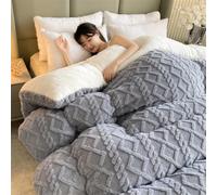 Thickened Lamb Plush Winter Quilt,Jacquards Double-Sided Milk Velvet Soft Bed Blankets,Machine Washable Breathable Warmth Fuzzy Throw Blanket for Cold Weather (Grey, 150 * 200cm/59 * 79in(3kg))