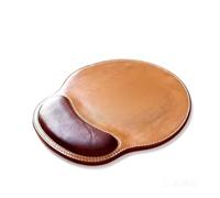 Thickened PU Leather Mouse Pad Gaming Mouse Pad Office Desk Mat Retro Anti-Skid with Comfortable Advanced Wrist Guard(Round)