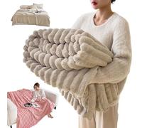 Thickened Rabbit Plush Nap Blanket, 2025 New Plush Warm Shaggy Fluffy Small Blankets,For Office and Home (Khaki,4XL)