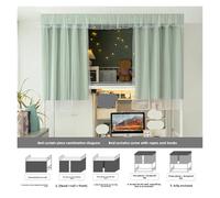 Thickened Solid Color Strong Light Blocking Bed Curtain(Fresh Green+encrypted White Yarn [Enjoy no Light Space],150cm High [One Piece] Around The Front)