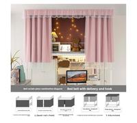 Thickened Solid Color Strong Light Blocking Bed Curtain(Peach Pink+encrypted White Yarn [Enjoy no Light Space],150cm High [One Piece] Around The Front)