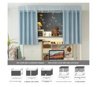 Thickened Solid Color Strong Light Blocking Bed Curtain(Space Blue [Enjoy no Light Space],120cm High [One Piece] Around The Front)