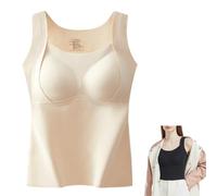 Thickened Tank Top with Shelf,High-Stretch Sleeveless Thermal Underwear,Cashmere Warm Bottoming Shirt Built in Bra (FR/ES, Letras, L, Regular, Regular, Beige)