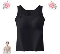 Thickened Warm Tank Top with Shelf Bra, 2 in 1 Thermal Tank Tops Built-in Bra Thermal Underwear, 2 in 1 Warming Vest (Black,XL)