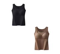 Thickened Warm Tank Top with Shelf Bra,2 in 1 Womens Warming Vest,2 in 1 Thermal Tank Tops Built-in Bra Thermal Underwear,High Elasticity Sleeveless Slim Fit Tank Top (2PCS-B,M)