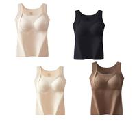 Thickened Warm Tank Top with Shelf Bra,2 in 1 Womens Warming Vest,High Elasticity Sleeveless Slim Fit Tank Top (4PCS-D,L)