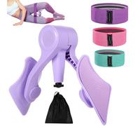 Thigh Master, 3 bandas de resistencia, entrenador de cadera, ejercitador de muslos para mujeres, entrenador pélvico con almohadilla de espuma de rotación de 360 grados