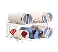 Thigies 2Pcs Organizador de Botellas de Agua para Stanley 1,2L Vaso, Soporte para Botellas de Vino Botellero Apilable de Plástico para Gabinete/Despensa/Refrigerador Capacidad para 6 Botellas