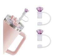 Thigies 2Pcs Tapas de Pajitas de Diamantes, 10mm Silicona Tapas de Popote para Stanley 0.89L/1.2L Vaso Colorido Reutilizables Pajitas Tapa para Stanley Vaso Accesorios
