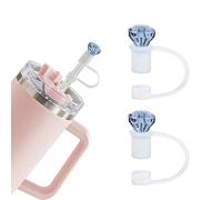 Thigies 2Pcs Tapas de Pajitas de Diamantes, 10mm Silicona Tapas de Popote para Stanley 0.89L/1.2L Vaso Colorido Reutilizables Pajitas Tapa para Stanley Vaso Accesorios