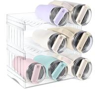 Thigies 3Pcs Organizador de Botellas de Agua para Stanley 1,2L Vaso, Soporte para Botellas de Vino Botellero Apilable de Plástico para Gabinete/Despensa/Refrigerador Capacidad para 9 Botellas