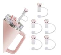 Thigies 5Pcs Tapas de Pajitas de Diamantes, 10mm Silicona Tapas de Popote para Stanley 0.89L/1.2L Vaso Colorido Reutilizables Pajitas Tapa para Stanley Vaso Accesorios