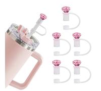 Thigies 5Pcs Tapas de Pajitas de Diamantes, 10mm Silicona Tapas de Popote para Stanley 0.89L/1.2L Vaso Colorido Reutilizables Pajitas Tapa para Stanley Vaso Accesorios
