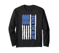 Thin Blue Line Back The Blue Flag Police Support Manga Larga