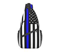 Thin Blue Line Bandera Americana Crossbody Sling Mochila Sling Bag Travel Senderismo Chest Bag Daypack