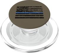 Thin Blue Line Heart Police Officer Department US Flag PopSockets PopGrip para MagSafe