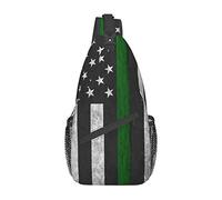 Thin Green Line Bandera Cross Chest Bag Sling Mochila Moda Senderismo Daypack Unisex Chest Shoulder Bag