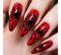 Thin Halloween Persistst - Juego de arte de unguis de tono oscuro fraudulento para noches de disfraces, ABS reciclable para adultos, manicura oscura