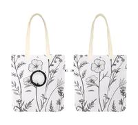 Thin Lines Meadow Wild Flowers and Leaves Silhouettes - Bolsa de lona para mascotas, bolsa de transporte portátil para gatos, para compras al aire libre, camping