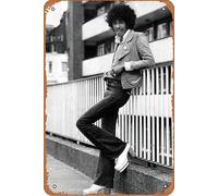 Thin Lizzy - Póster de banda, retrato de Phil Lynott, Inglaterra, impresión de 1973, póster vintage de estaño, placa de metal retro, decoración de pared, póster para hogar, hotel, cafeterías, regalo