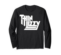 Thin Lizzy White Stacked Logo Manga Larga