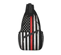Thin Red Line Flag Fireman Sling Backpack Crossbody Chest Bag Mochila para Viajes de Senderismo