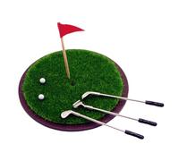 THINCAN 1. Modelo de campo de golf en miniatura hecho a mano con hierba realista y club de madera para escena de accesorios de decoración para niños juego de golf para casa de muñecas