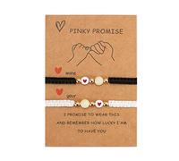 THINCAN 2 piezas par tarjetas pulseras amor feliz perla brazaletes para amistad hermana mujeres hombre suerte deseo regalo de joyería