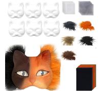 THINCAN 29/42pcs Mascarilla de Gato de Animales Máscara sin Pintar con Corte Peligroso Ojo Malla Felted Paño para Mascaradas Halloween Cosplay