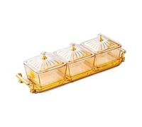 THINCAN 3 bandejas de vidrio para aperitivos cuencos con bandeja y tapa frutas secas para mostrador de cocina Suministros de fiesta Bandeja de aperitivos cuadrados a rayas transparentes
