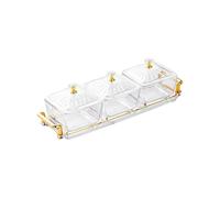 THINCAN 3 bandejas de vidrio para aperitivos cuencos con bandeja y tapa frutas secas para mostrador de cocina Suministros de fiesta Bandeja de aperitivos cuadrados a rayas transparentes
