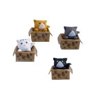 THINCAN 4 Piezas Divertidos Gatos en Escultura de Cesta de Plástico Figura en Miniatura Figura de Jardín de Niños Estudio Hogar Oficina Escritorio Pantalla Gatos Figurin Regalo