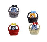 THINCAN 4 Piezas Divertidos Gatos en Escultura de Cesta de Plástico Figura en Miniatura Figura de Jardín de Niños Estudio Hogar Oficina Escritorio Pantalla Gatos Figurin Regalo