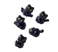 THINCAN 5pcs gatos negros resinas figura miniatura accesorios de escritorio automotriz tablero decoración para amantes de los animales gatos negros adornos
