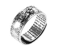 THINCAN Amuleto fortuna talla fuente abierta anillos ajustables encantos joyería budista regalo de cumpleaños para mujeres