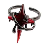 THINCAN Anillos Simples Góticos Anillos de Apertura Ajustable Forma de Estrella Textura de Aleación de Moda Para Bodas Y Fiestas Declaración Única