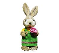 THINCAN Artesanía Paja Tejida Conejo Decorativo Conejo De Pie Conejo De Pascua Ornamento Artesanía Artificial Patio Casa De Paja Casa Adornos Figurbetding