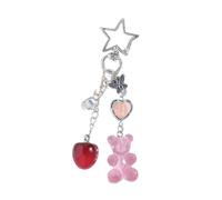 THINCAN Bear Bowknot Star Charm Llavero Lindo Hermoso Colgante Colgante Orament Keyring Mochila Decoración Para Mujeres Niñas Bolso Bolso Colgante Llavero Encanto, c, Talla única