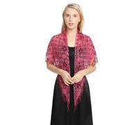 THINCAN Borlas de lujo tienen bufanda de lentejuelas brillante para las mujeres noche gala belly dance trajes oro acentos noche fiesta encaje acero pañuelo, Rosa rojo., Talla única
