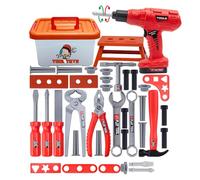 THINCAN Caja de herramientas realista de construcción de juguetes Kits de herramientas juguetes niños actividad interactiva herramienta de reparación de juguetes Kits habilidades motoras finas
