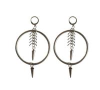 THINCAN Círculo personalizado Pendientes Círculo Deslumbrante Pendiente Círculo Con Cadena De Hueso De Pez Colgante Colgante Oreja Gancho Joyería