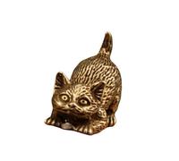 THINCAN Clásico Vintage Latón Miniatura Gatos Figura Artística Antigua Mesa Decoraciones Hogar Regalo para los amantes de las mascotas Miniaturas Gatos Escultura Latón