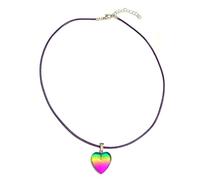 THINCAN Collar con colgante de corazón de color y gradiente de moda, cadena de cuello simple, cadena ajustable, cadena de cambio de cadena, joyería para fiesta
