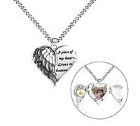 THINCAN Collar de medicina de alas de ángel de plata para siempre en mi corazón joyas en forma de corazón foto medda cadena joyería para mujeres niñas
