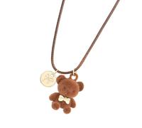 THINCAN Encanto Elegante Hermoso Collar Colgante De Oso Pardo Con Flocjing Y Materiales De Cuerda Accesorios De Joyería Para Mujeres