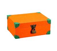 THINCAN Hecho a mano con cuero cubierto de madera cofres del tesoro caja organizadores decorativos para hogares oficina diseños vintage hechos a mano organizadores de joyería vintage