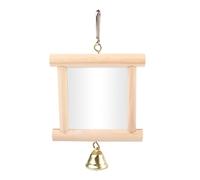 THINCAN Jaula de pájaros juguete para loros pájaros espejo de madera fiable reflectante interactivo pequeñas campanas juguete pájaro agujero espejo para cockatiels periquitos con espejos de campana