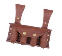 THINCAN Juego de rol Renaissances Cinturón de Cuero PU y Soporte para Pociones Con 4 Botellas De Corcho Para Traje Medieval Cinturón Medieval, Brown bag, Talla única
