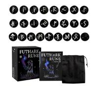 THINCAN Los obsidianos negros han realizado piedras con brujería con sellos místicos grabados para meditaciones energéticas sanaciones de energía Norses Runes Stones Collection